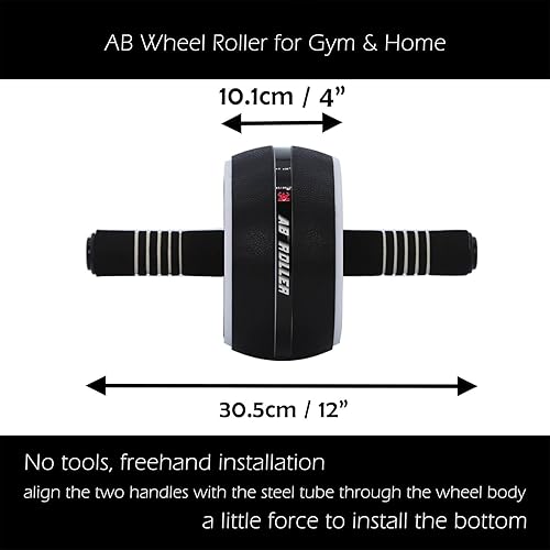 Miniatura 2 de Rodillo de rueda AB, rueda abdominal de ejercicio para gimnasio y hogar, equipo de entrenamiento de fuerza con rodillera, 12 pulgadas de ancho