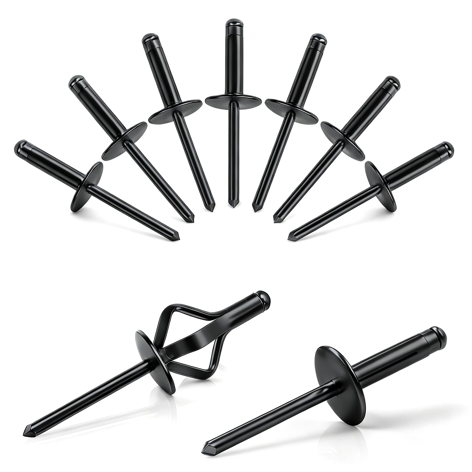 qjuwhua 70 Pieces Pop Rivets 4.8x21mm Tri-Fold Exploding with Large Flange Aluminum Blind Rivet Tri Grip Rivet for DIY Sheet Metal Automotive Repairs Furniture Marine Boat Black