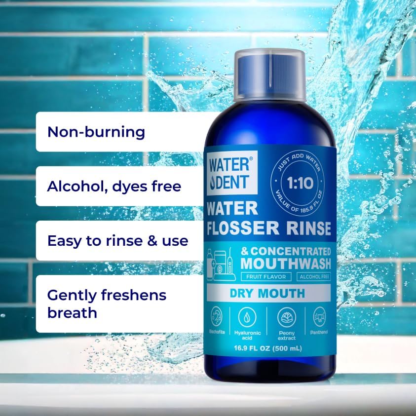 Concentrated Irrigant and mouthwash Dry Mouth | Add to Water Flossers | Fruit Flavor | When dilluted 16.9 fl.oz = 186 fl.oz | Alcohol Free, Fluoride Free. Made in USA (Non-Medical) WATER DENT - Image 5