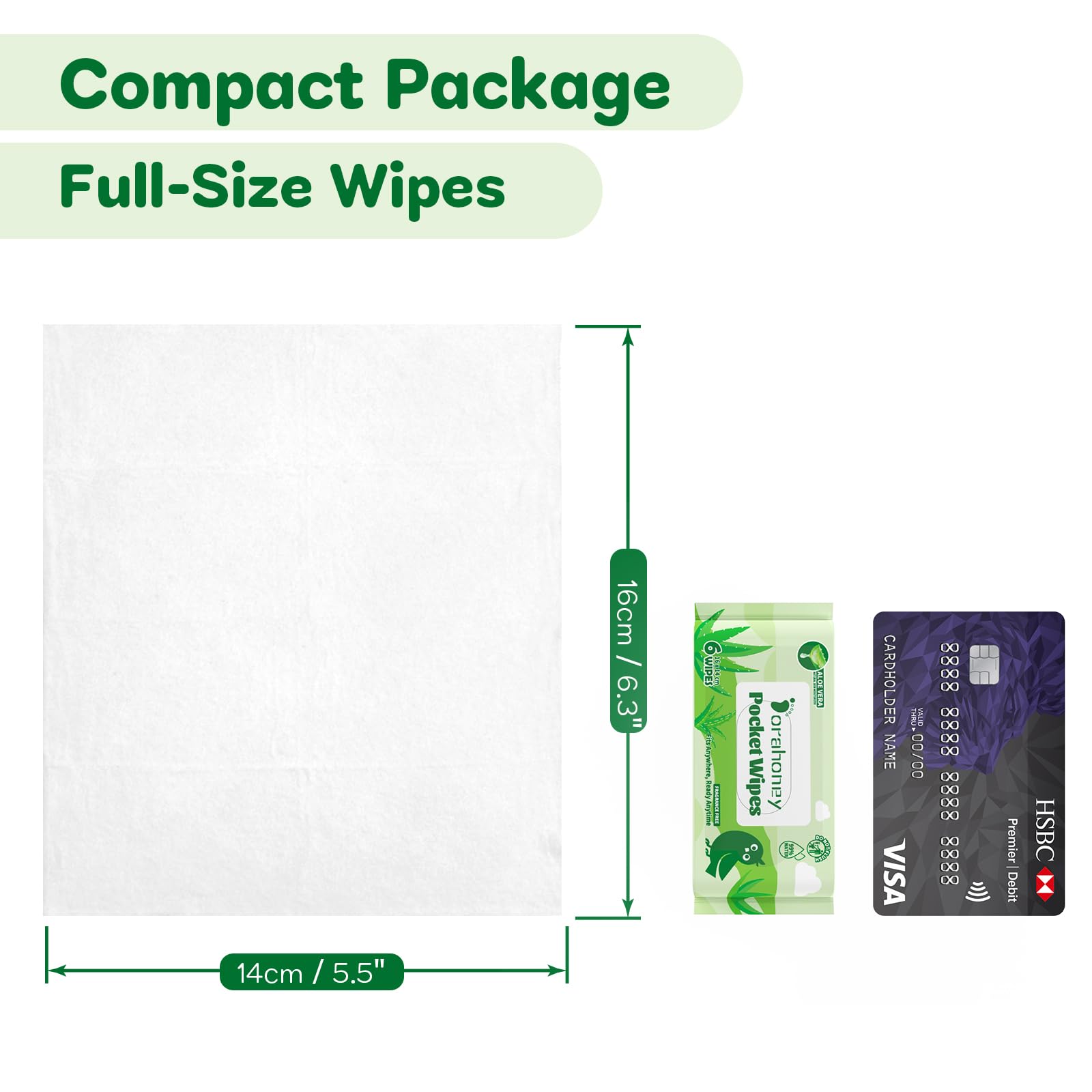 Lingettes Humides de Voyage à l’Aloe Vera, Format Mini Poche, 99% Eau, Sans Parfum, Hypoallergéniques, pour Adultes, Enfants et Bébés, Lingettes Mains & Visage, 8 Paquets (48 Lingettes)