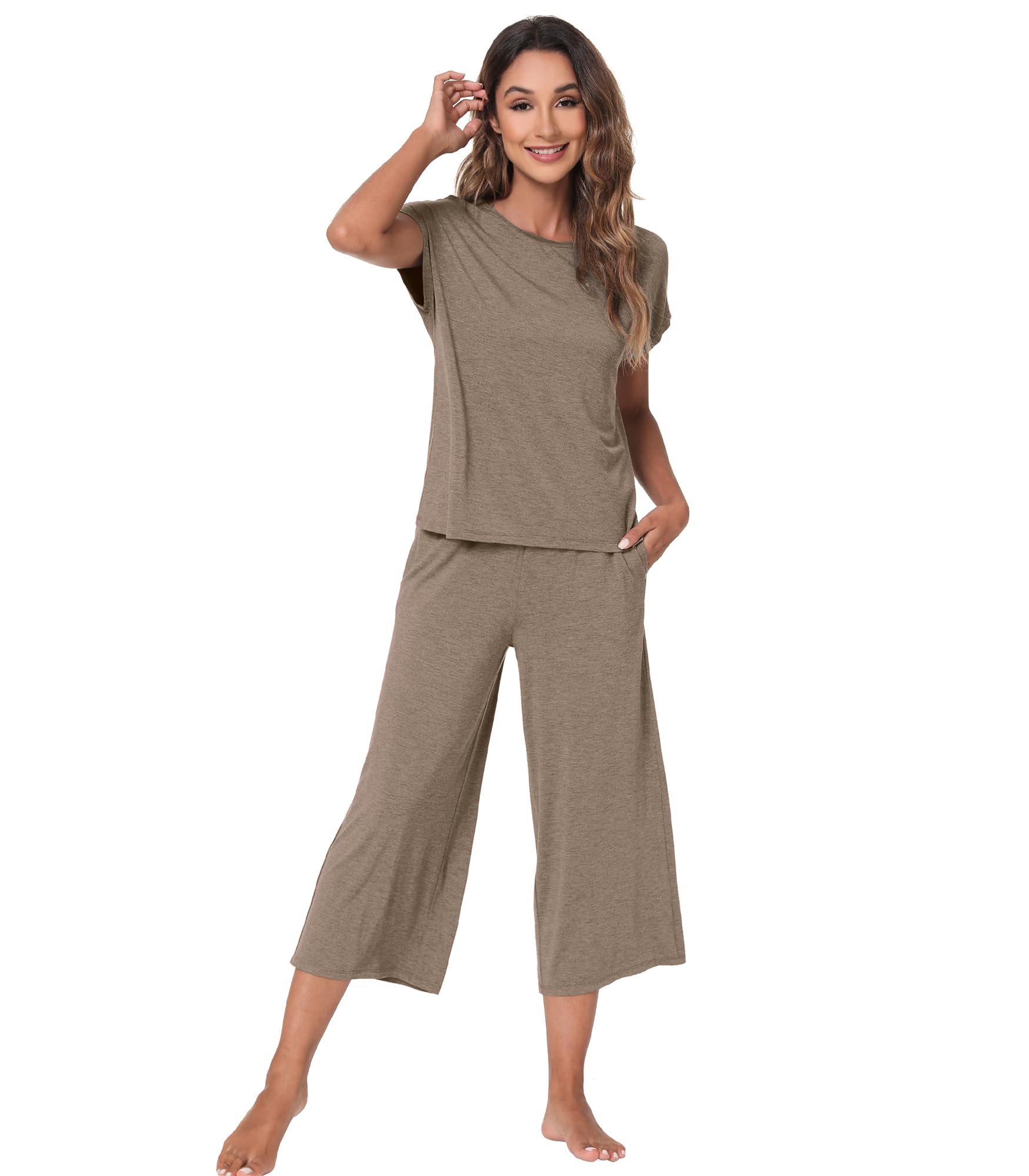 WiWi Women's Pajamas Sets Bamboo Viscose Capri