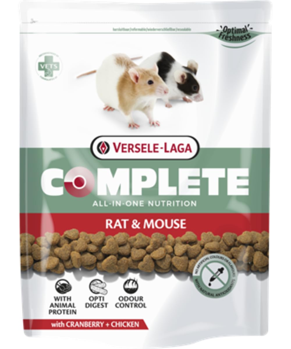 Versele-Laga Complete Rat & Mouse | 500 g | Alleinfuttermittel für Ratten und Mäuse | All-in-one-Extrudate | Angereichert mit Erbsen & Moosbeeren | Mit Huhn als tierischem Eiweiß