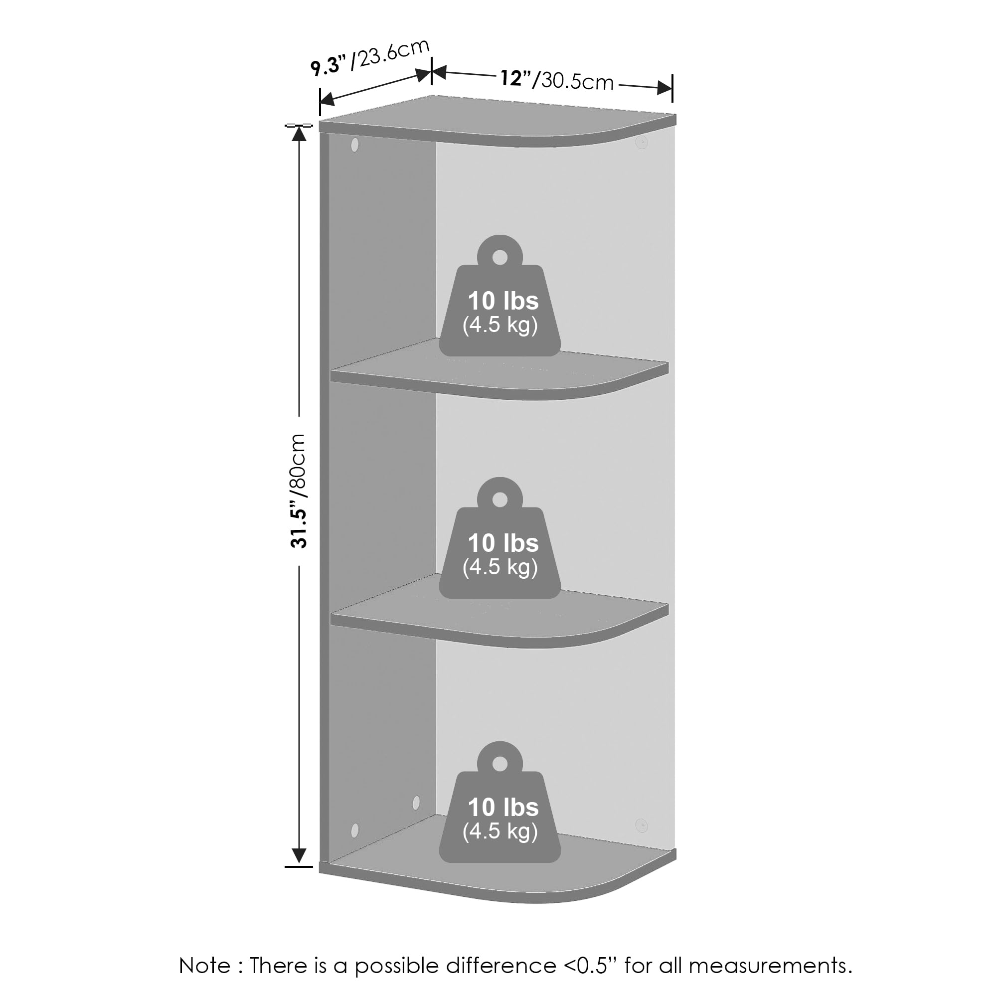 Amazon.com: Furinno Reed Corner Shelf, 3-Tier Corner Bookshelf