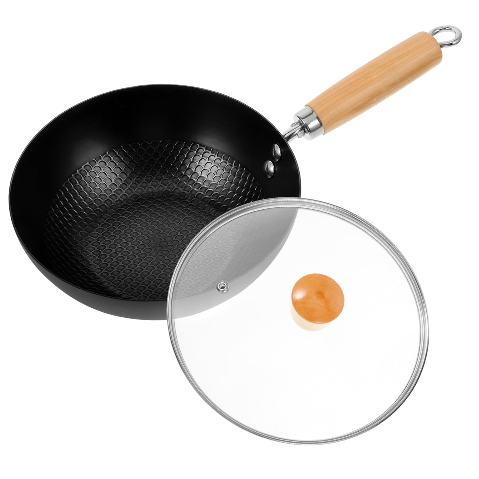 1set Wok Non Appiccicoso Coperchio Utensile Da Cucina Per Gas e Induzione Per Fritture Bbq e Piatti Vegetali