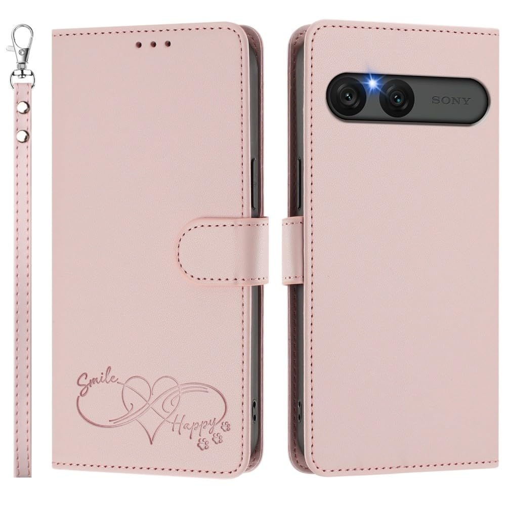 Generic Étui compatible avec Sony Xperia 1 VII (couleur : rose) étui portefeuille en cuir à rabat magnétique, housse de design uni