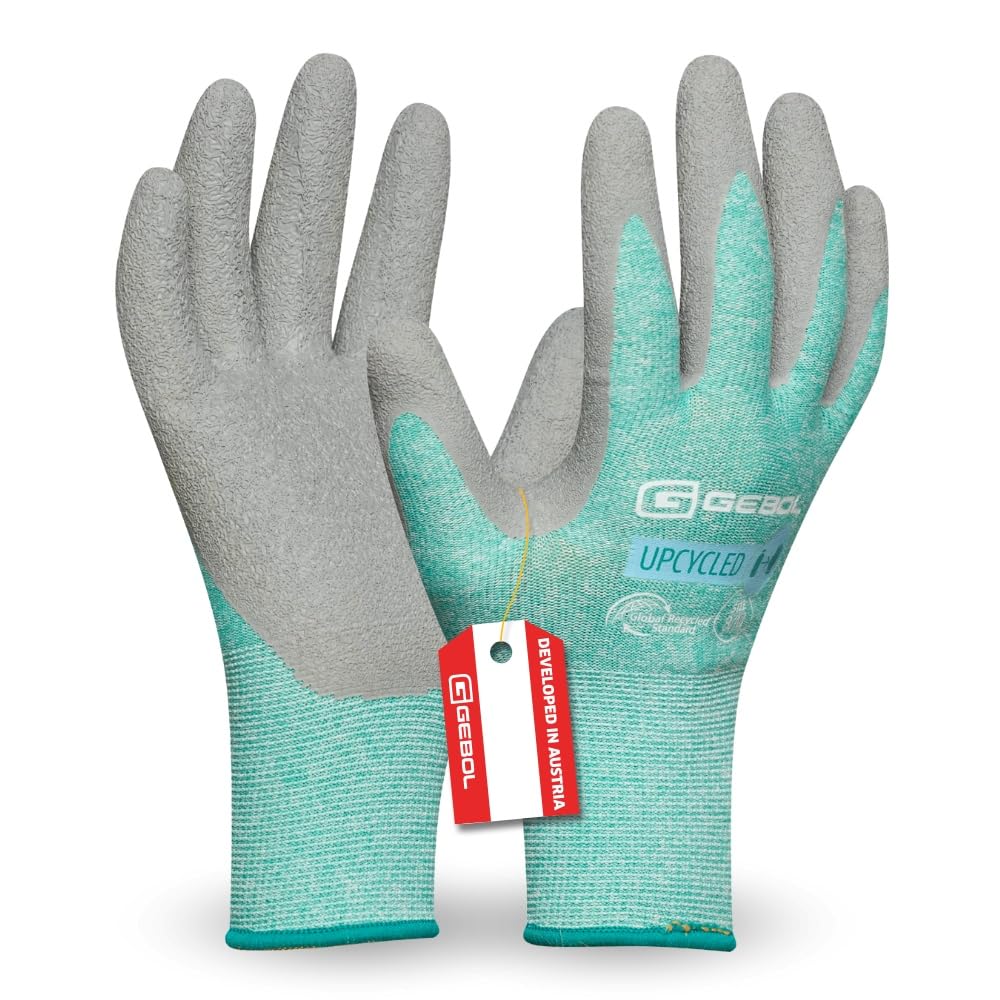 Gebol Upcycled Grip | Size S (Size 7) | Sustainable Work Gloves Made from Recycled PET Bottles | Particularly Robust Latex Coating for Better Grip | for Women | Turquoise | 1 Pair