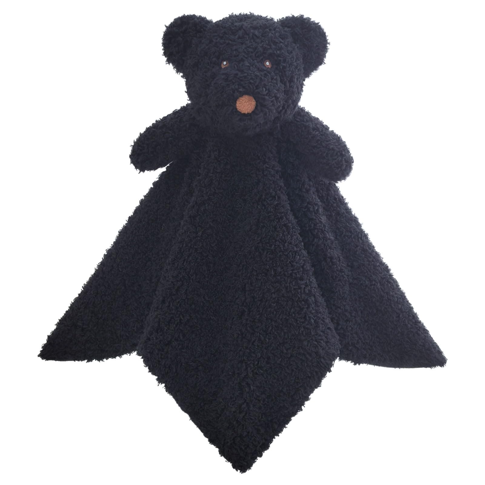Baby Black Teddy Bear Soft Stuffed Animal Security Blanket, Plush Bear Character Lovey Blanket, Baby Shower/Nursery Gift, Newborn Infant Toddler Snuggle Blankie for Boys Girls, 14 Inches