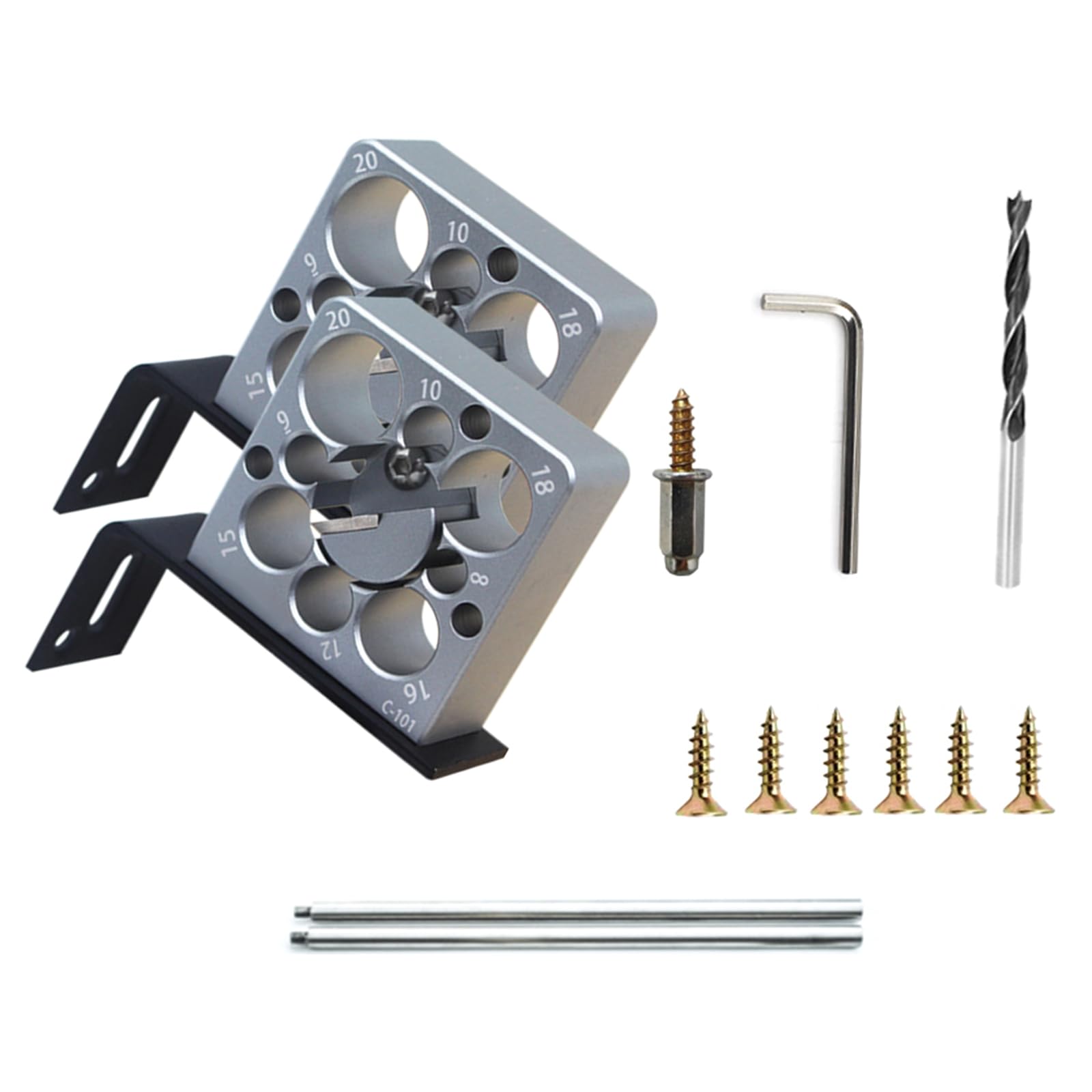 Apglsxy Super Version Interchangeable Dowel Cutting Jig 8 Hole Sizes 8-20Mm Aluminum Drill Attachment For Professional Woodworking Drill Tool For Woodworking
