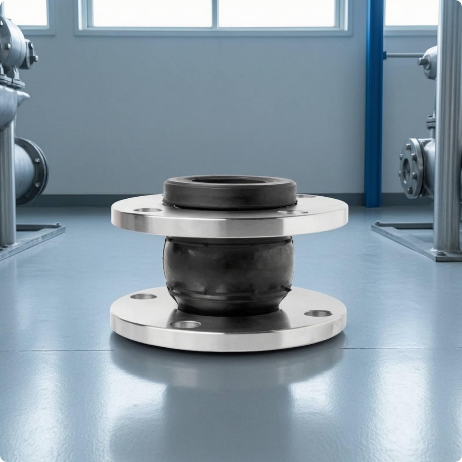 Harilla Junta de Expansión de Goma con Bridas de Acero Inoxidable Conector de Tubería Flexible Fuelle de Caucho de Brida Reduce Ruido y Vibraciones Apta para, DN40