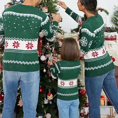 Family Matching Christmas Sweater Cartoon Elk Print Long Sleeve Crew Neck Jumper Xmas Holiday Pullover Knitwear3