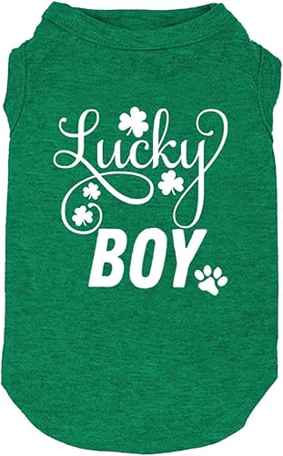 Ropa para perros de la suerte con estampado de letras para perros pequeños y grandes, chaleco para cachorros, disfraz del día de San Patricio (XS,