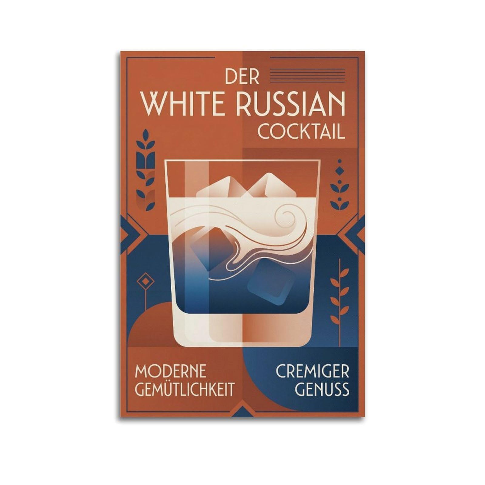 Xkuga Boys Unframe-Style Cream Coffee Cocktail Poster Mixology Recipe Guide Vintage Modern Decorative Canvas Prints - Ideal Wall Art For Family, Man Cave, Game Room, & Girls Bedroom 20X30inch(50X75cm)