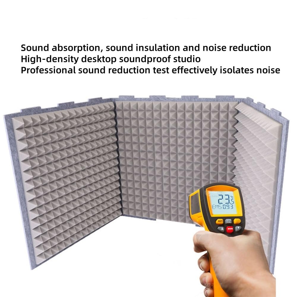 Tragbare, schalldichte Aufnahmekabine – Desktop-Gesangsabsorbierender Schild für Heimstudio – 80 x 80 cm Schallisolierungsabdeckung für Musiker und Synchronsprecher