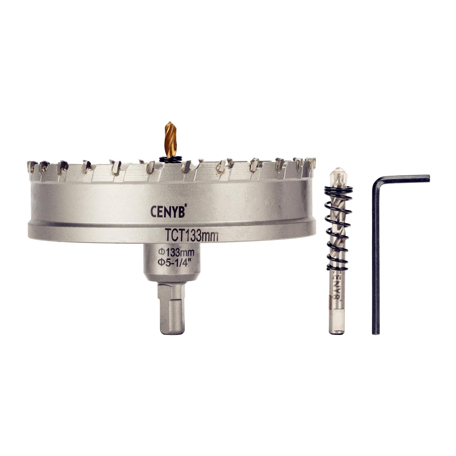 2-1/8" (54mm) Tungsten Carbide Tipped Hole Saw with 2Pcs Titanium-Plated Pilot Drill Bits for Metal, Steel, Iron, Wood, Plastic — view 17