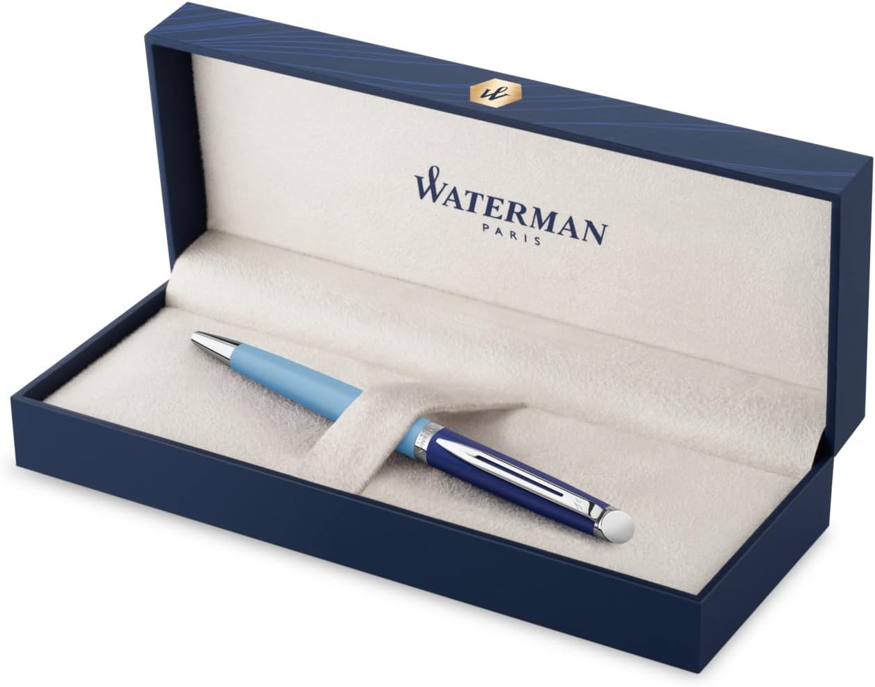 WATERMAN 2202914 Metropolitan Essential Ballpoint Pen Black Blue CT Fine Point, Oil-based, Gift Boxed, Luxury Authentic Imported