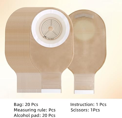 Miniatura 6 de 20 bolsas de colostomía, suministros de ostomía, bolsa de ostomía drenable de una pieza con cierre para el cuidado del estoma de ileostomía