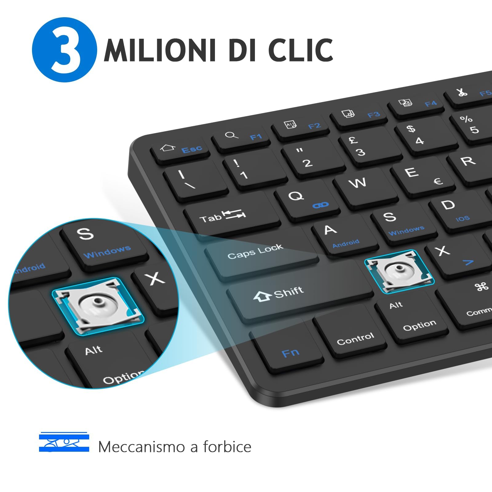 KARFUN Tastiera Bluetooth per iPad 10th/9th/8th/7th Gen,10.2'/9.7',iPad Pro 11'/12.9', iPad Air/iPad Mini,Tastiera Wireless per Tablet iOS/Android/Windows