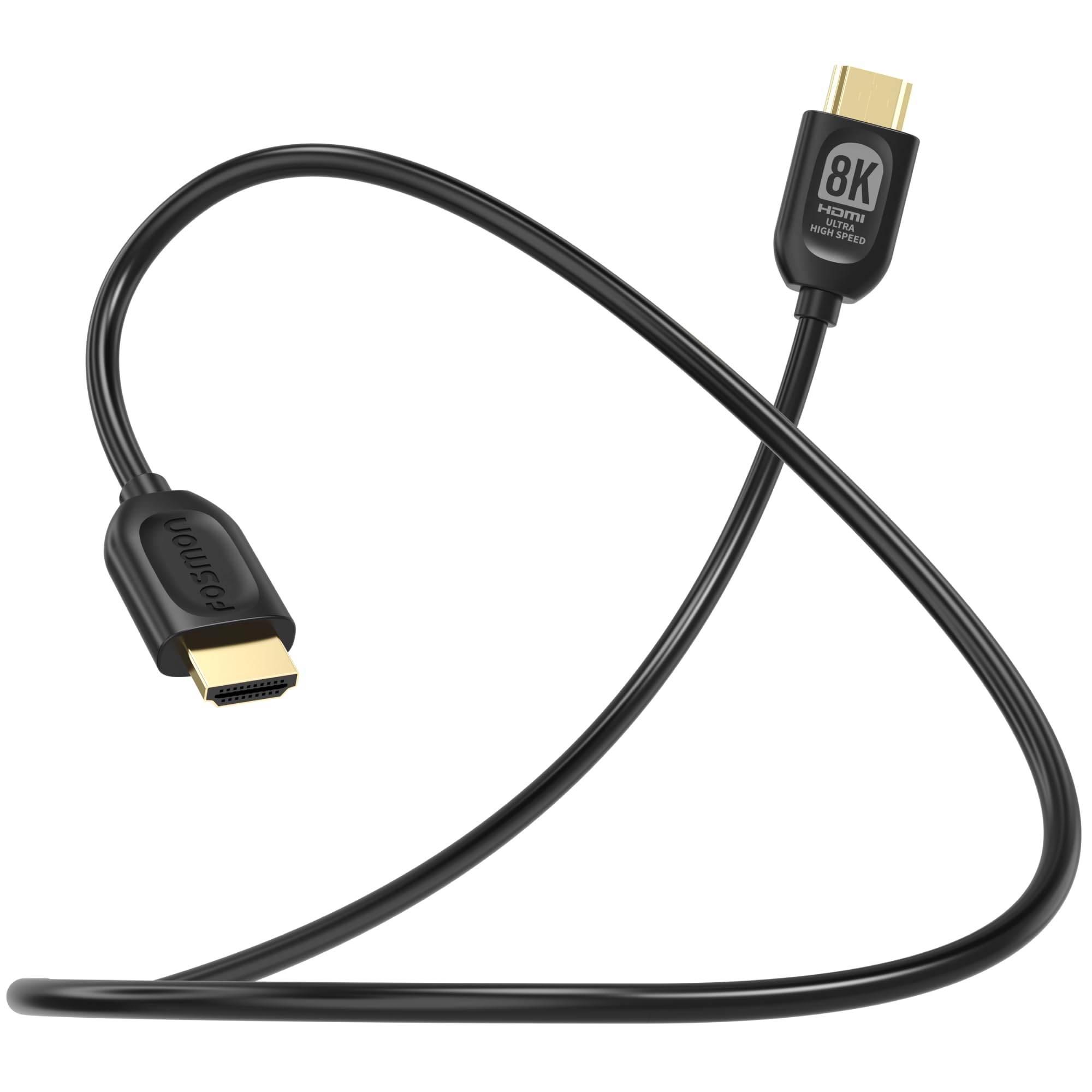 Fosmon (3FT 8K HDMI Cable Ultra High Speed 8K@60Hz 48Gbps HDMI 2.1 Cord | Supports 4K@120Hz eARC Dynamic HDR & HDCP features high speed audio video syncing for PS5 Xbox soundbar UHD TV monitor PC.