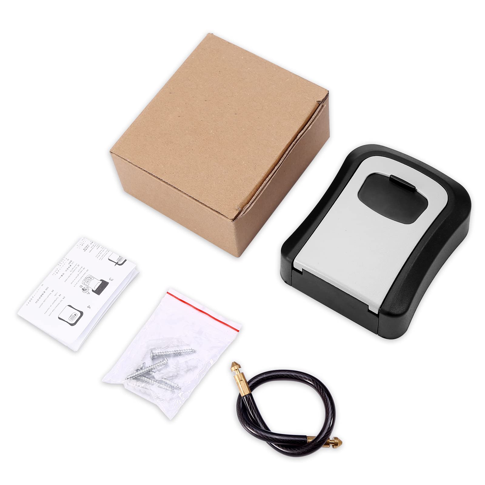 Caja de Llaves para Llaves, Caja de Almacenamiento con 4 dígitos Combinados, Caja Fuerte para Llaves, Colgar y Montar en la Pared, Key Lock Box, aleación Inoxidable, para Oficina, hogar