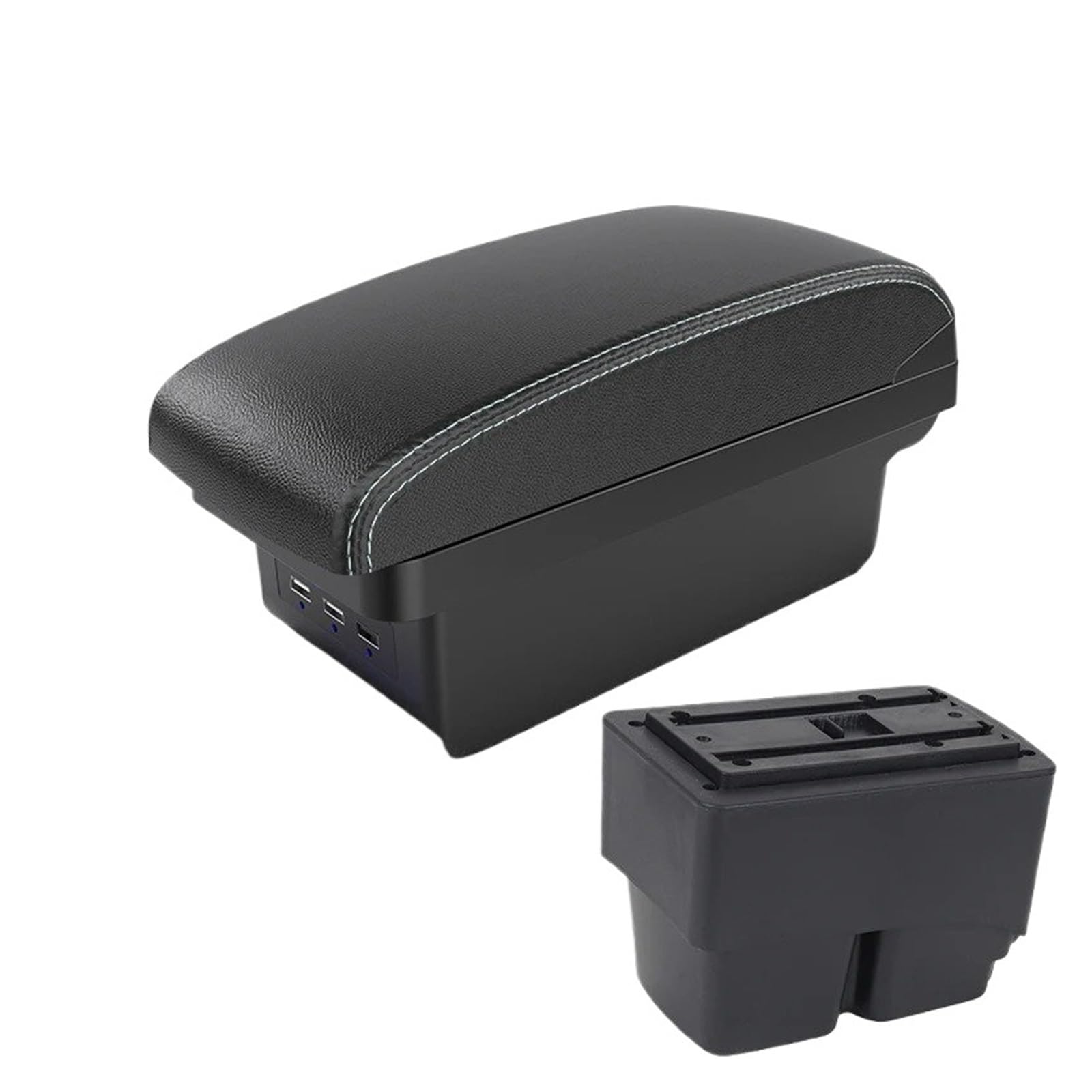 Hguvsjd Armrest Box For For Fiesta MK7 2009-2017 Armrest Dedicated Center Console Modified Storage Box Interior Accessories Car Armrests(B Black white 3 USB)