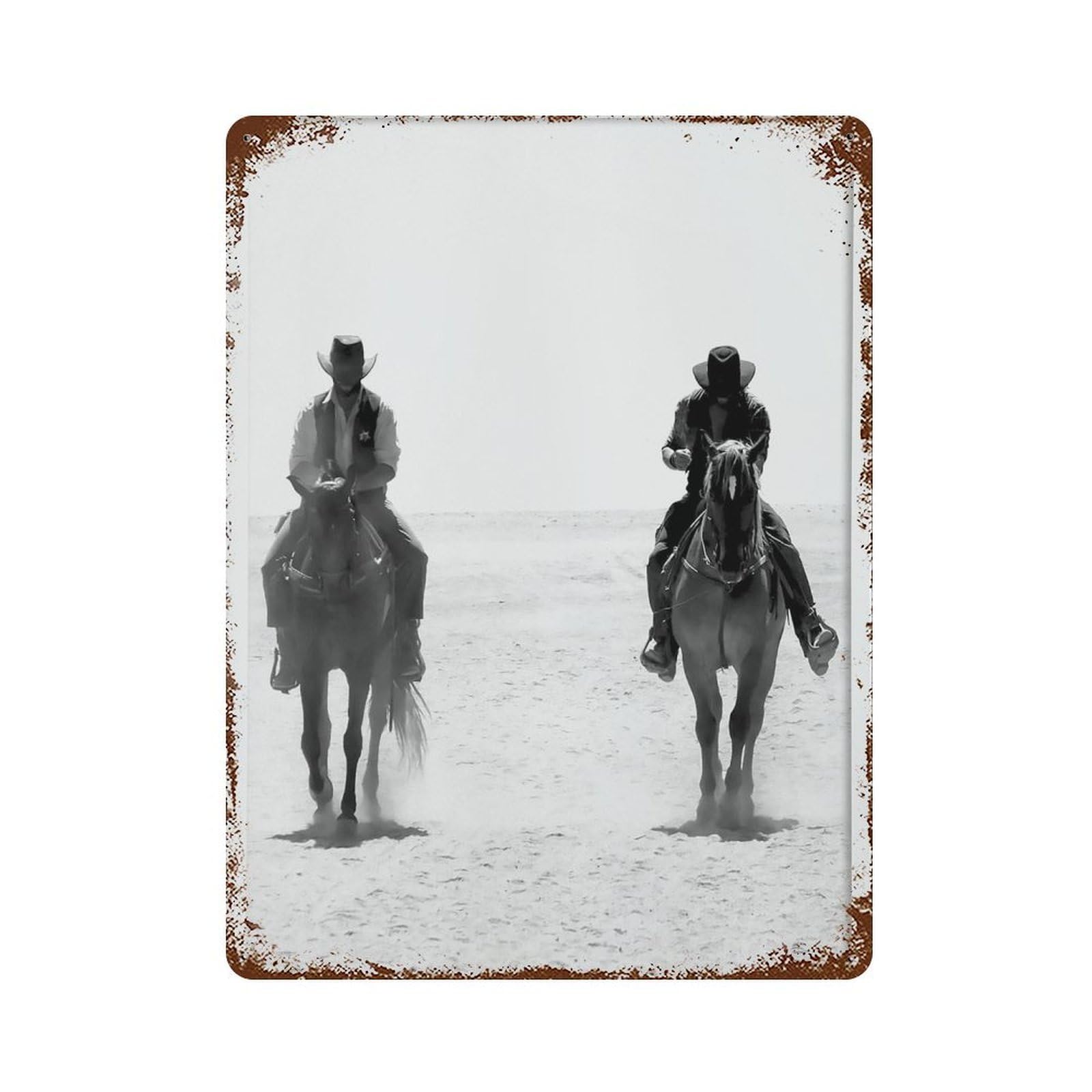 xiaoxiaoshen Cowboys on Horse Retro Western Photo Wall Decor Art Metal Tin Poster Modern Home Decor Art Home Bar Shop Decorations Vintage Sign 40x30cm
