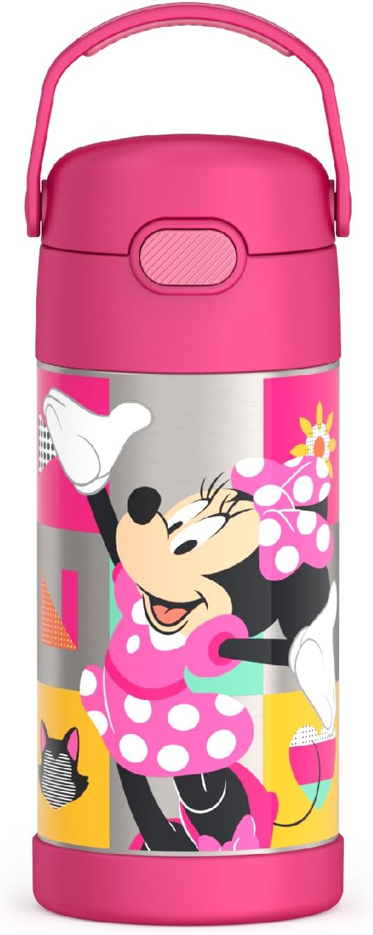 THERMOS FUNTAINER Water Bottle with Straw - 12 Ounce - Kids Stainless Steel Vacuum Insulated Water Bottle with Lid, Preschool Minnie - (color: PRESCHOOL MINNIE)
