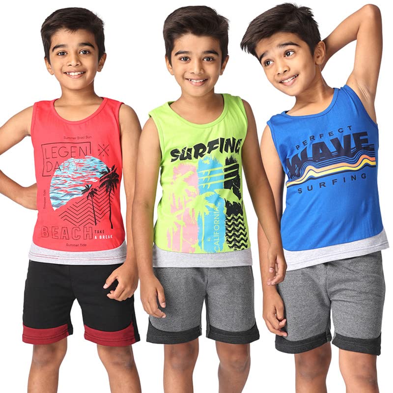 TotzTouch Boys Tshirt | Tee Shirt | Baniyan Cotton Pack of 1 Color Red, Blue, Green Age 1 to 11 Years