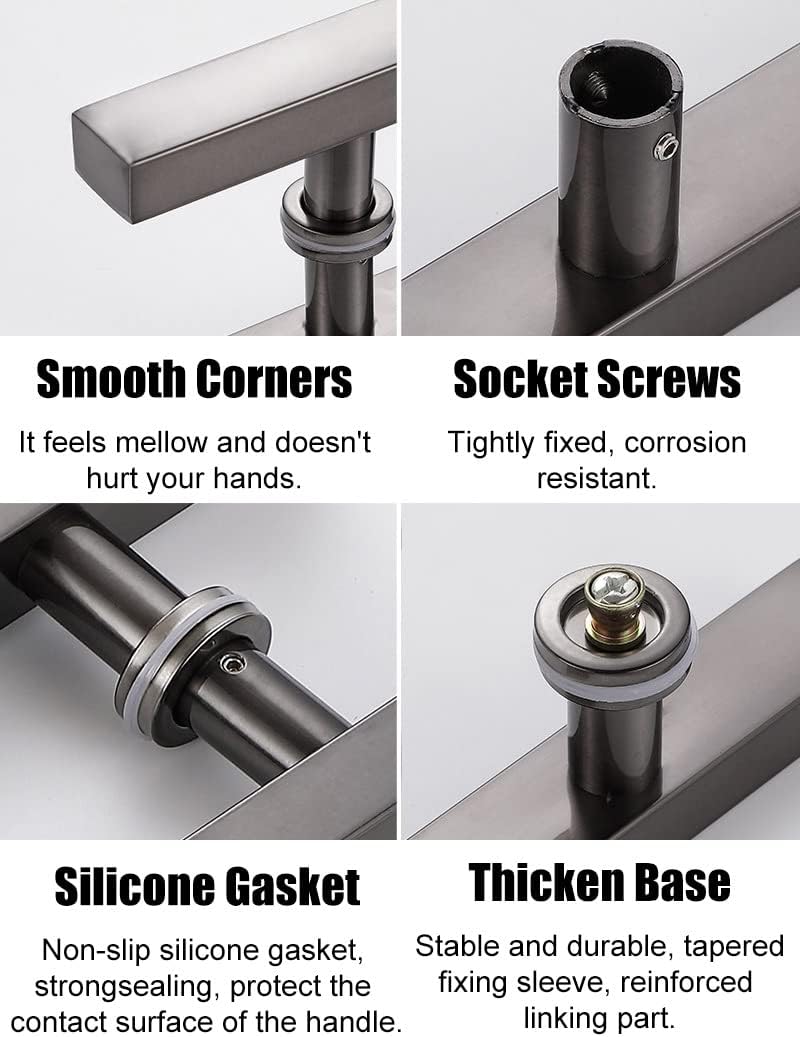 Modern Stainless Steel Front Door Handle Set with Fittings for Shower Glass Sliding/Barn Door Easy Installation Stylish Design