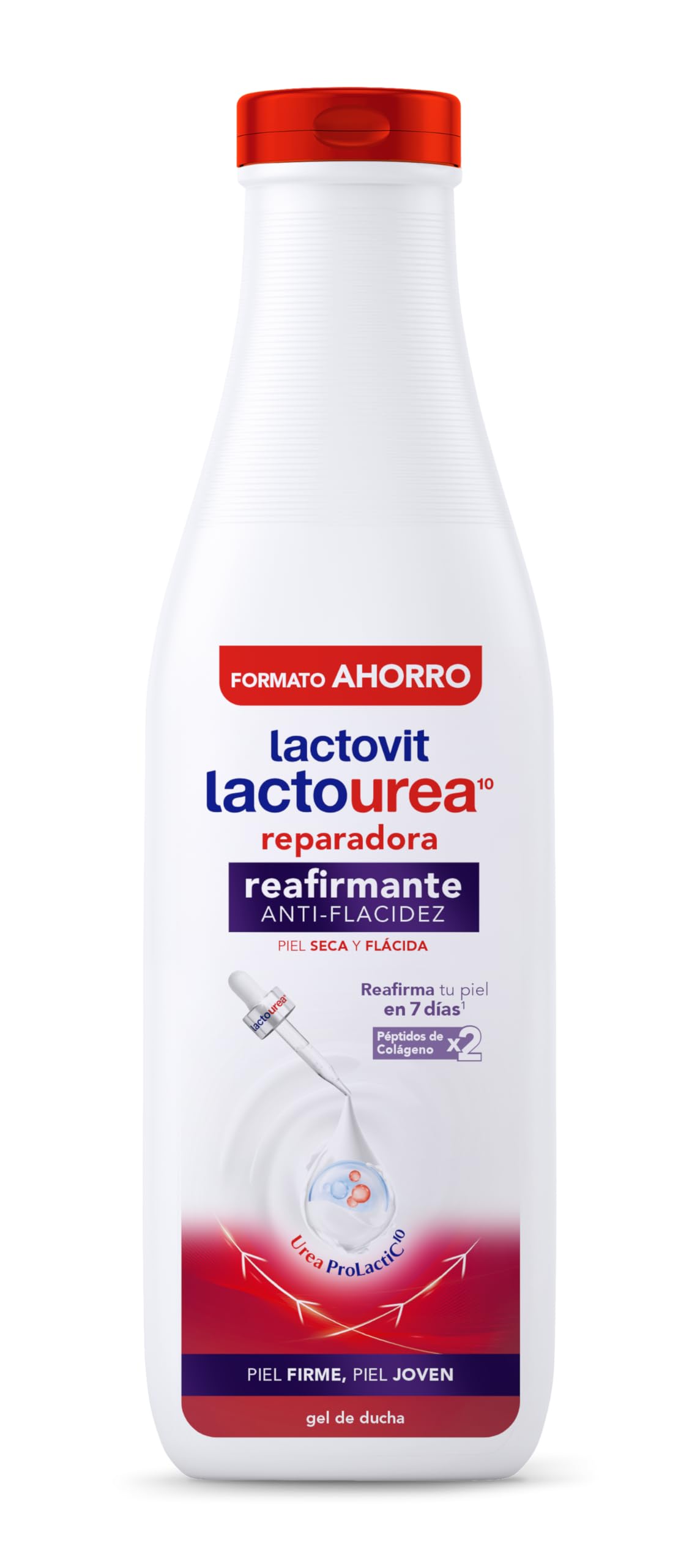 Lactovit - Gel de Baño Reafirmante Lactourea XXL para Piel Seca, Fórmula Antiflacidez con Colágeno y Mejora Visible de la Firmeza – 750 ml