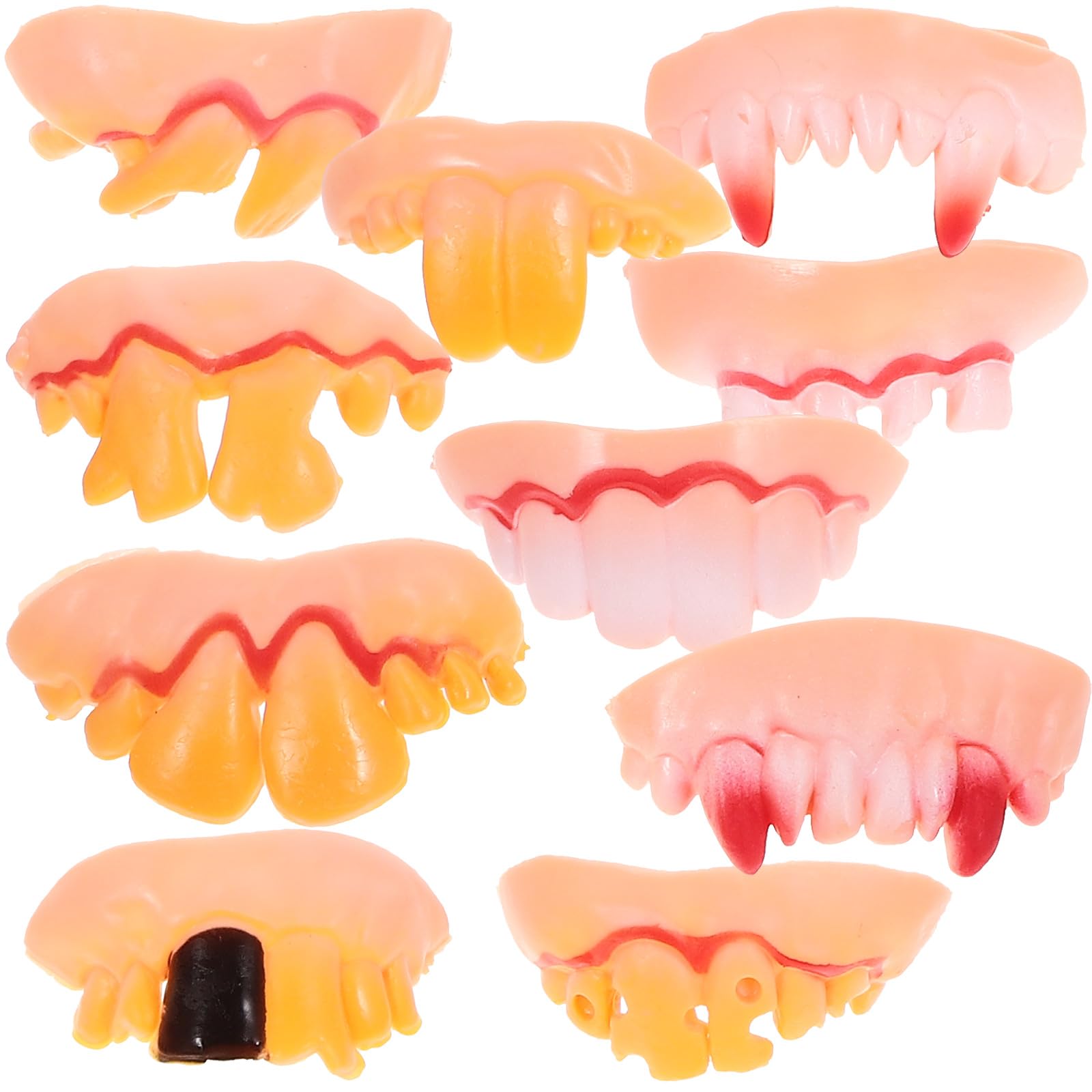 LOGOFUN 10pcs Halloween Fake Tooth Simulation Vampire Teeth Ugly Teeth Model Halloween Frank prop for Cosplay Costume Accessories