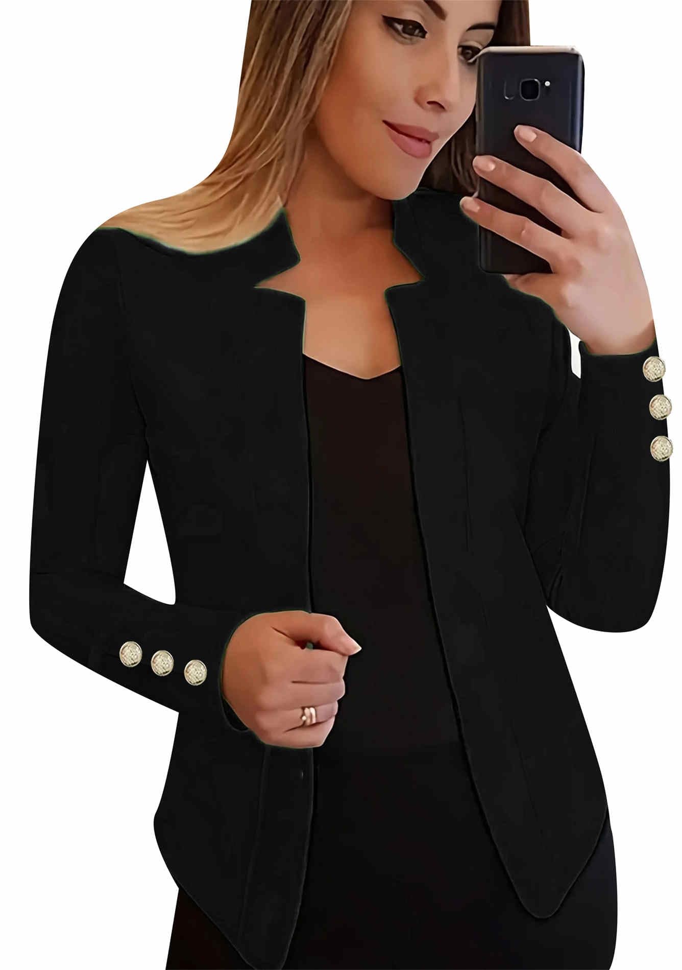 FLITAY Womens Spring Long Sleeve Casual Blazer Lapel Casual Blazer Loose Open Front Basic Blazers