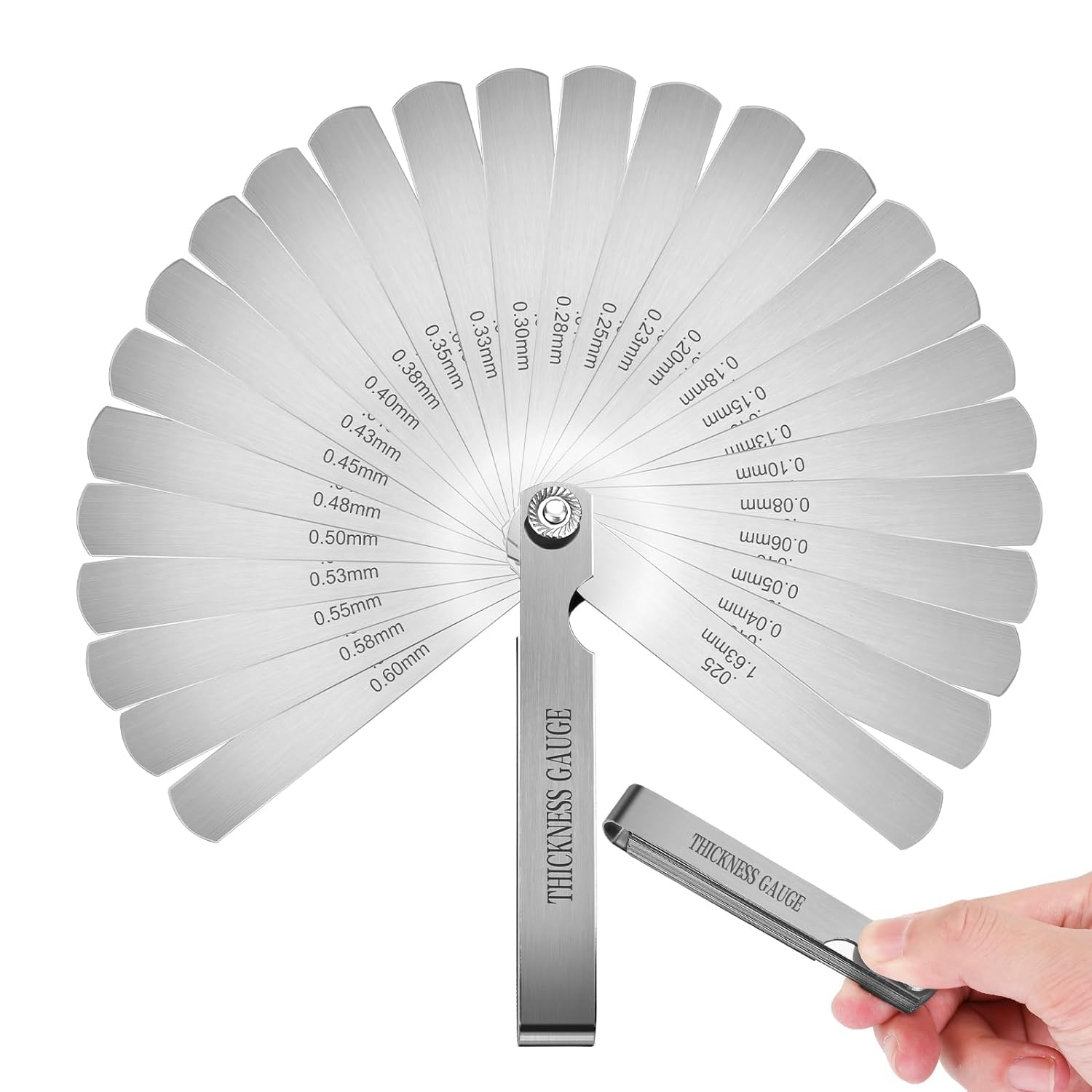 UPTODATETOOLS 26 Blades Stainless Steel Feeler Gauge, Metric and Imperial Gap Measuring Tool Width and Thickness Feeler Gage Gauge for Spark Plug 0.04-0.63mm (B0CZXJJ71S) Amazon Price History, Amazon Price Tracker