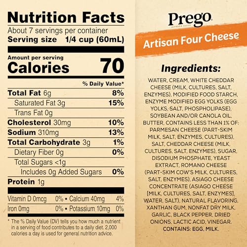 Image of Prego Artisan Four Cheese Alfredo Pasta Sauce, 14.5 oz Jar (Pack of 3)