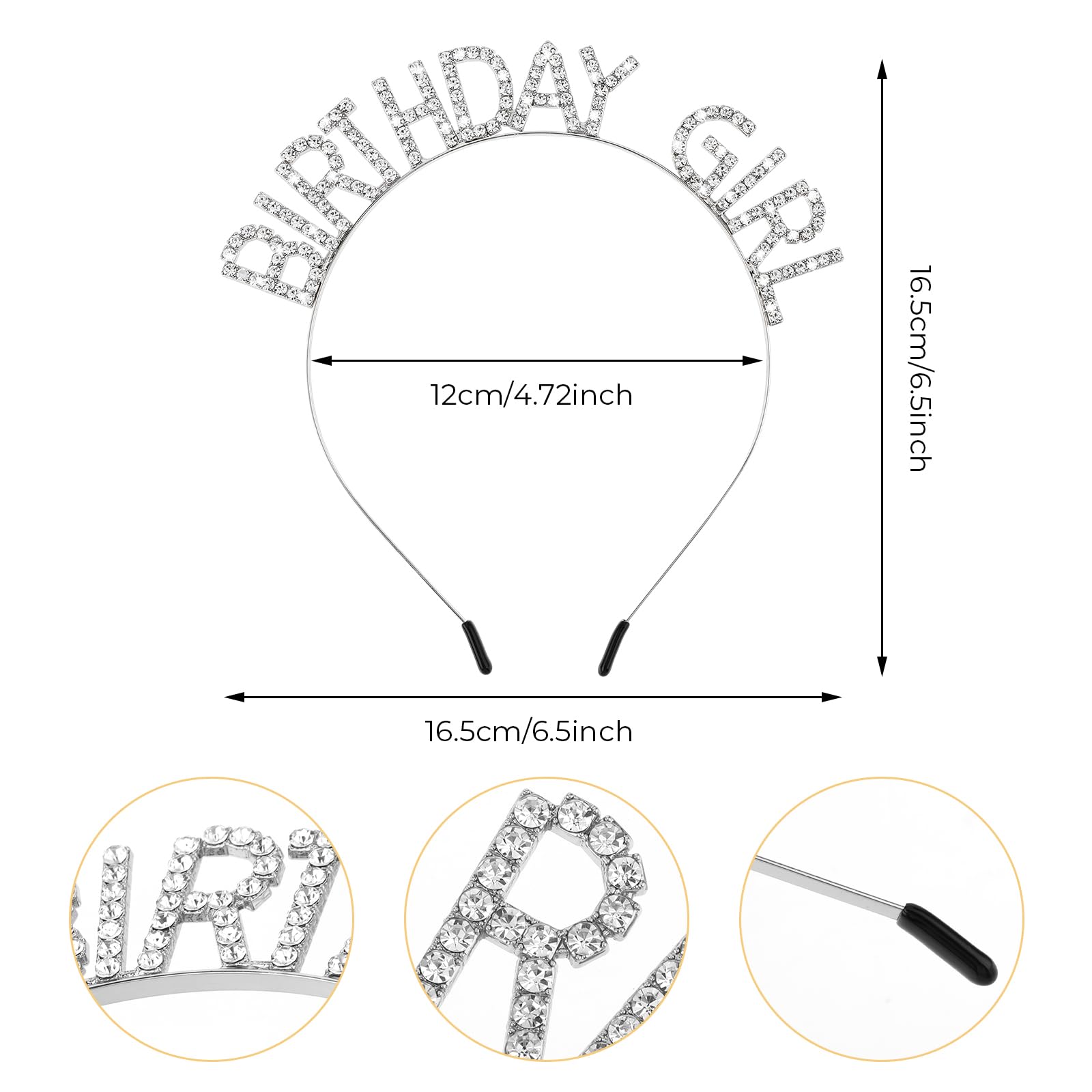 Jeffdad Urodzinowa opaska na czoło dla dziewcząt, ozdoba na głowę, ozdoba na głowę, stras, dla księżniczki, tiara, Happy Birthday, akcesoria dla kobiet, dziewcząt, na imprezę, dekoracja