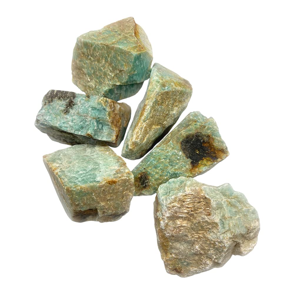 VIE Raw Rough Cut Crystals, 80-100g, Pack of 6, Amazonite