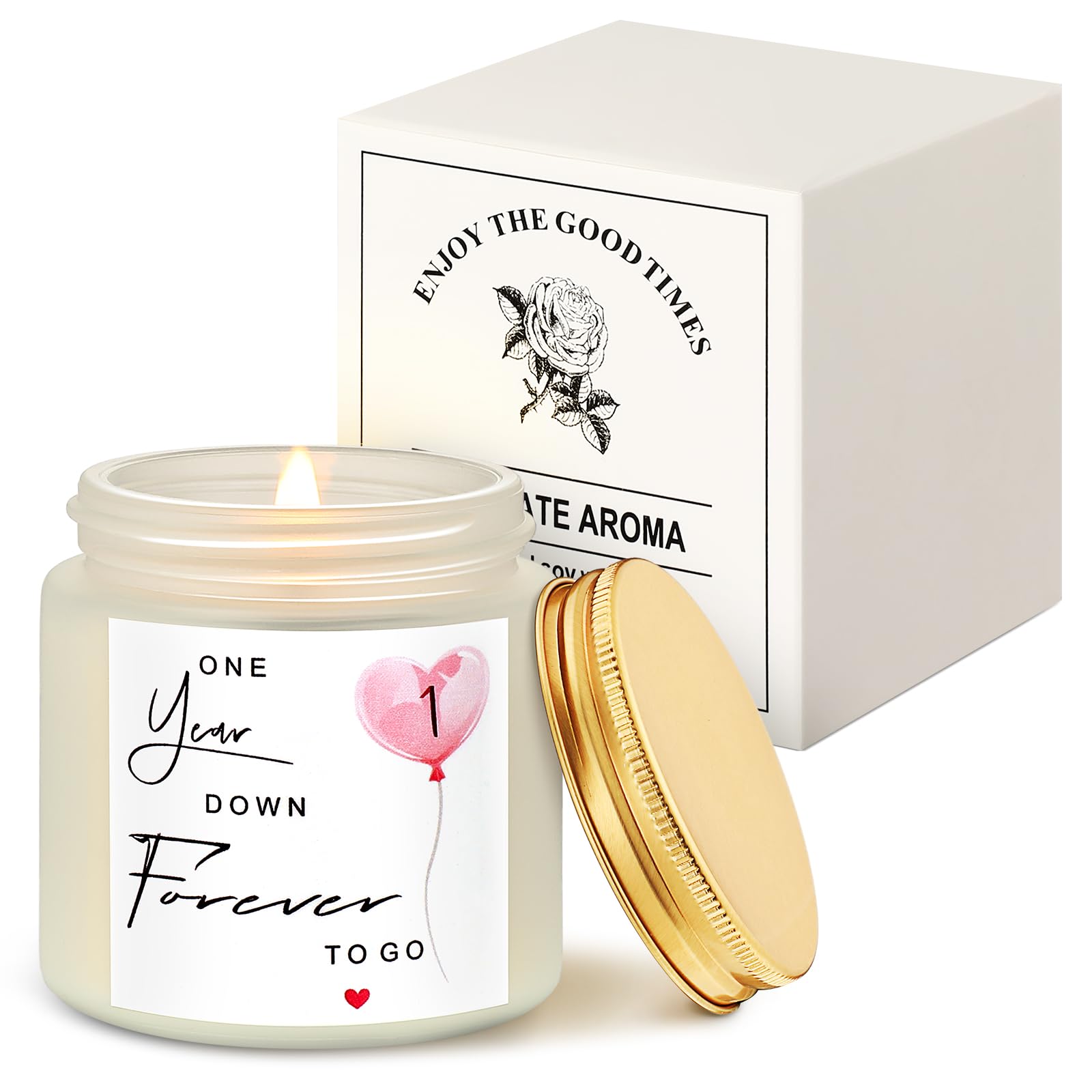 MTLEE 1 Year Anniversary Candle Gift for Him Her 1st Anniversary Wedding Gifts for Couple Happy Anniversary Present Lavender Scented Candle for Boyfriend Girlfriend Husband Wife Valentine's Day