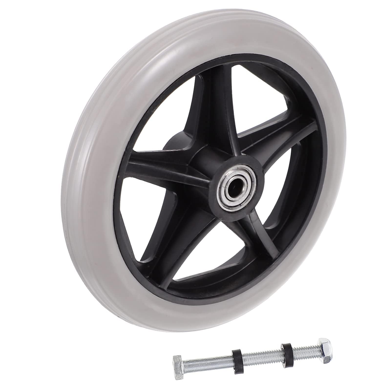 6 Inch Solid Grey Caster Wheel Replacement Parts for Wheelchairs Rollators Walkers Disabled Anti-Slip Rubber Wheels Wheelchair Accessory