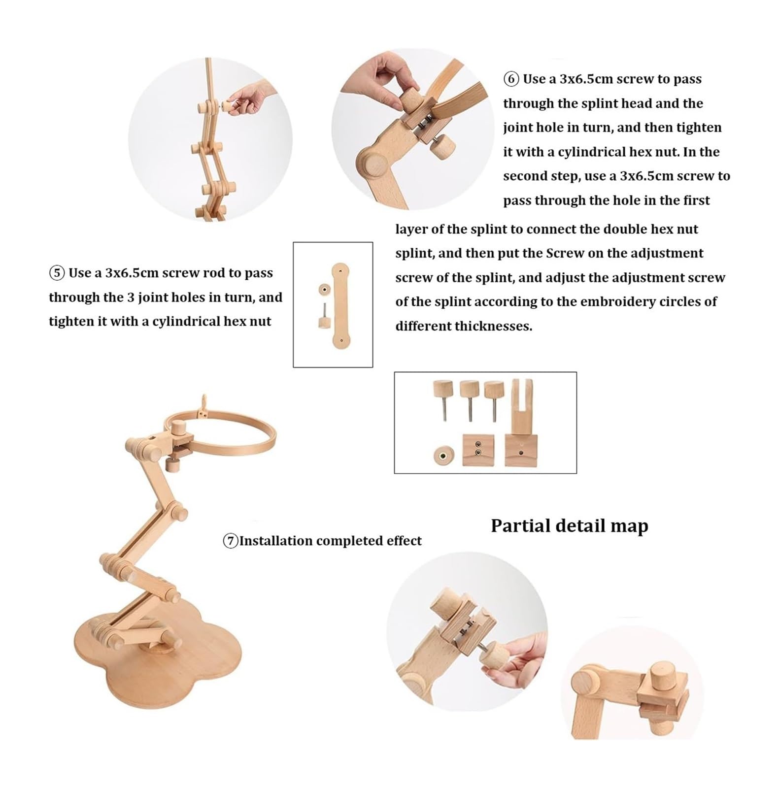 Stickständer, Klappbarer Stickrahmen, Einziehbarer Kreuzstichständer, Verstellbarer Stickrahmenständer aus Holz, Stickrahmen und Ständer