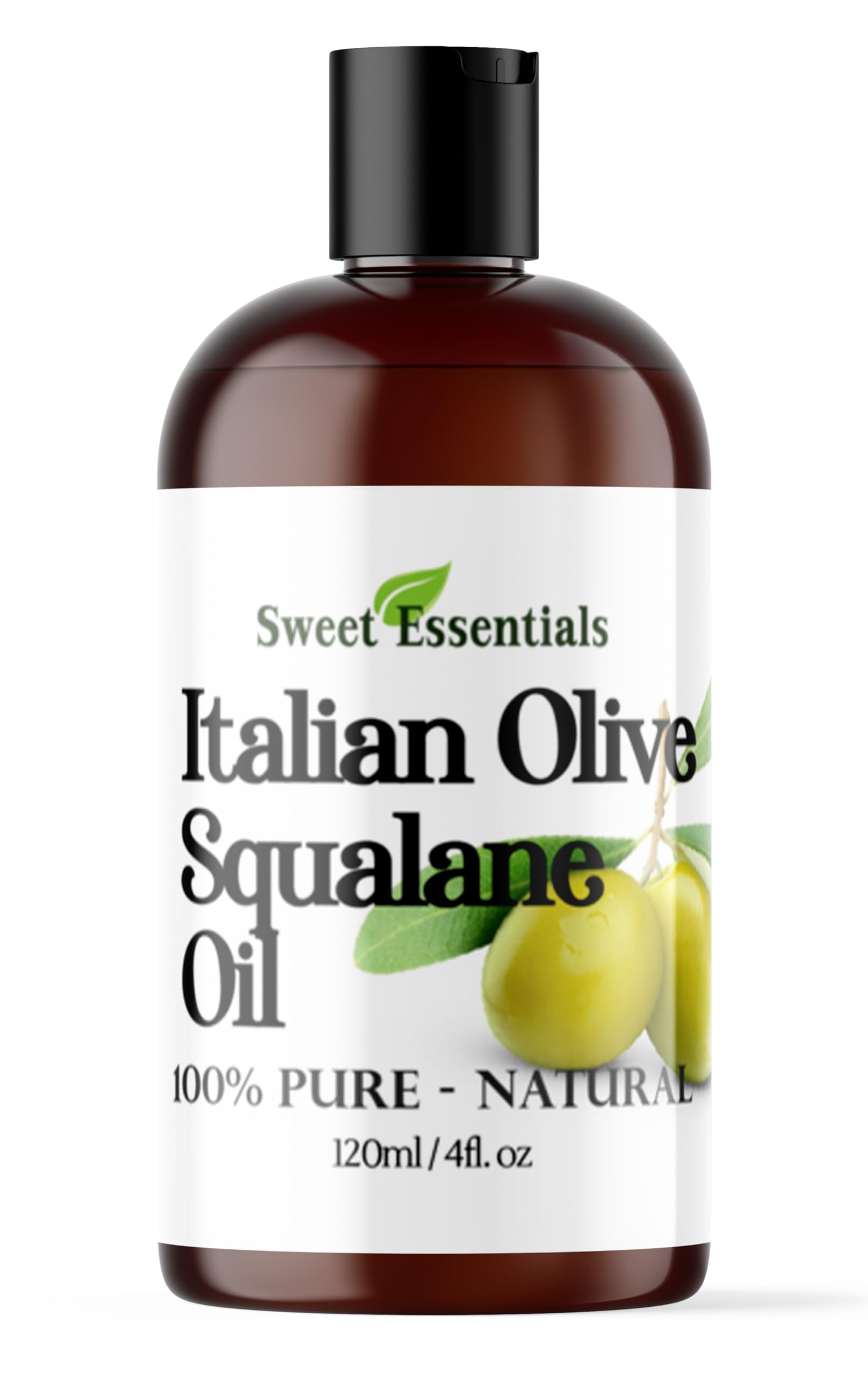 Italian Olive Squalane Oil, 4oz Imported from Italy, 100% Pure Olive Derived, Vegan, Anti-Aging, Non-Greasy, for Face, Skin & Hair by Sweet Essentials