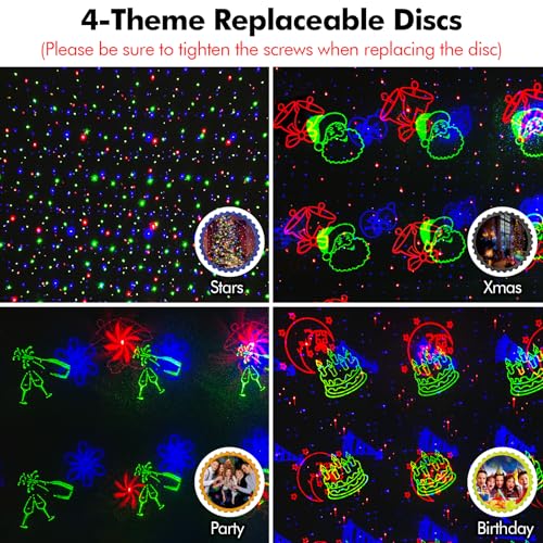 Image of Poeland Christmas Projector Lights Garden Laser Lights with 4 Theme Multi Patterns, Holiday Projector Light IP65 Waterproof Outdoor Indoor Decorative Lighting for Xmas Birthday Party