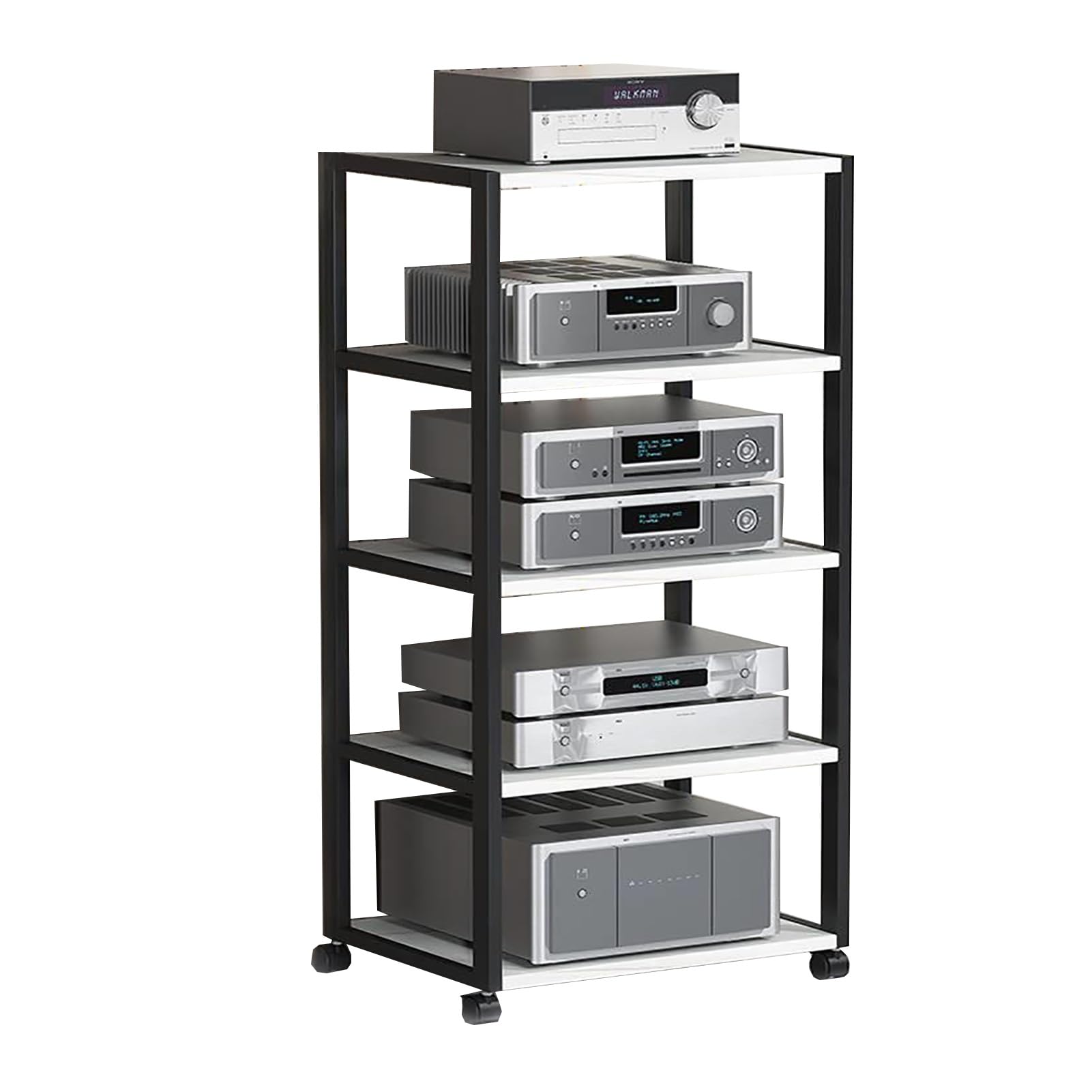 JIAHESHYP 4/5-Tier AV Media Stand, Corner TV Stand, Corner Entertainment Center, Rack Audio Tower with Adjustable Shelves, for TVs, Game Consoles and Other Devices (Size : 5-Tier)
