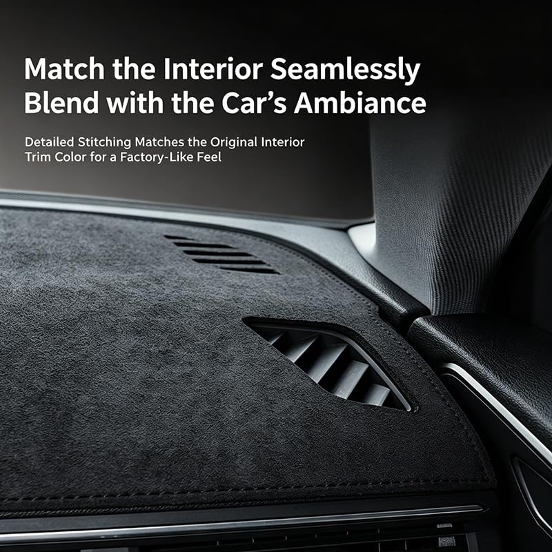 Cubierta de salpicadero de Gamuza para VW Caddy 2020-2025/2016-2018 Alfombrilla Antideslizante Protector Solar antideslumbrante Accesorios Interiores 1 Pieza,Black