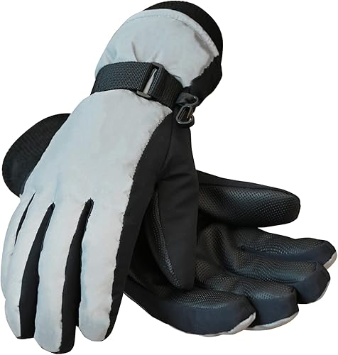 ONNAS Ski Gloves Waterproof Winter Warm Snowboard Gloves for Men Women Thermal Windproof Snow Gloves - Grey Reflective
