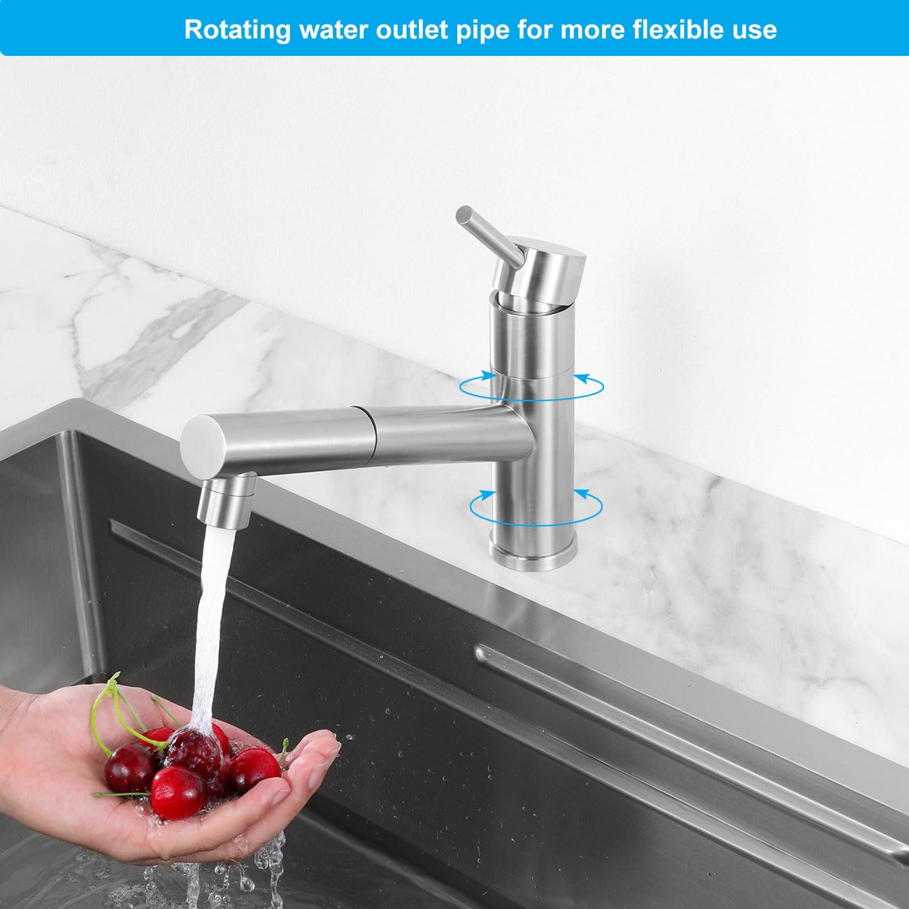 Küchenarmatur Ausziehbar mit 2 Strahlarten, Wasserhahn Küche | Einhandmischer Mischbatterie für Küche | 150° Drehbar | Edelstahl Spültischarmatur | Gebürstet