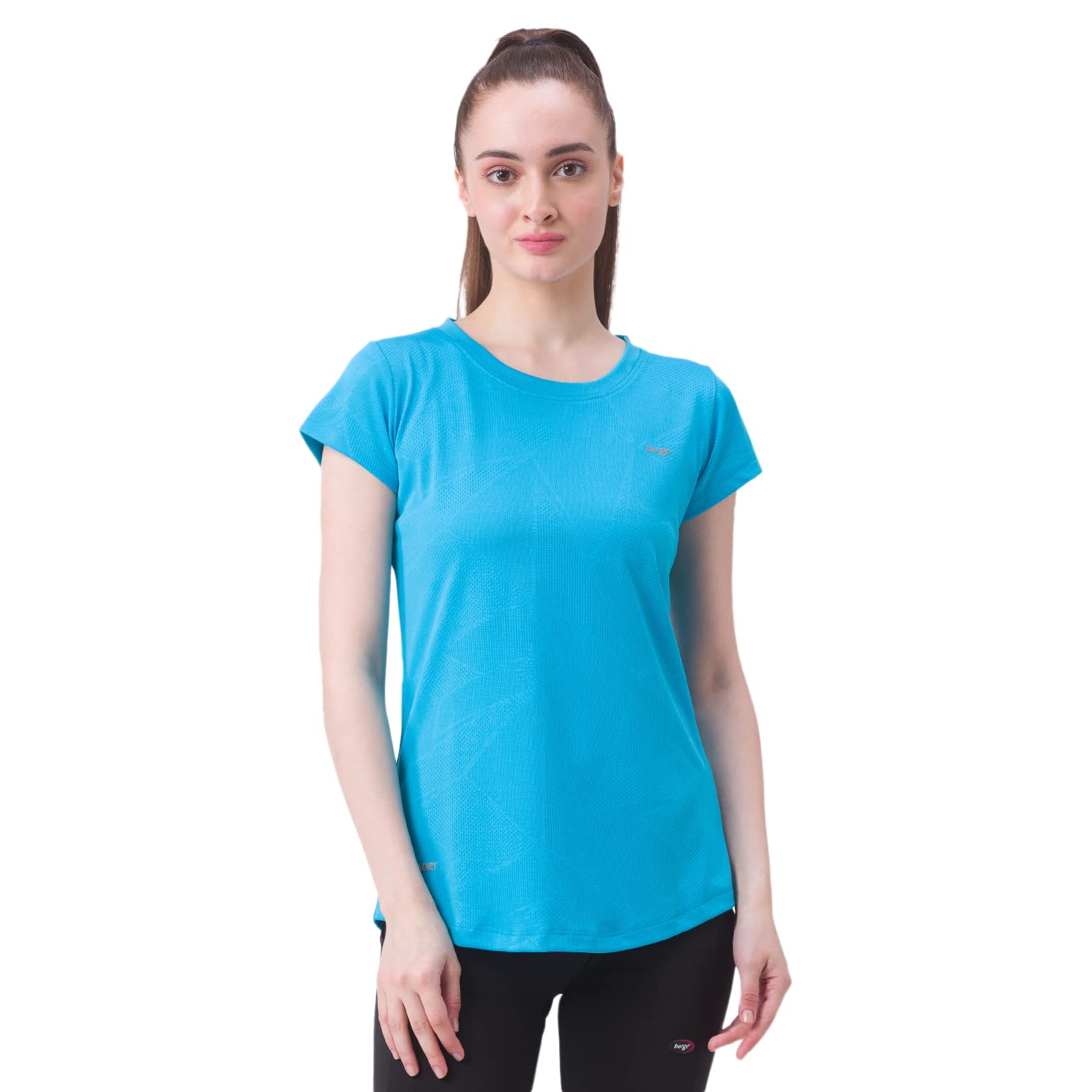 berge' Ladies Polyester Dry Fit Textured Western Shirts & Tshirts for Women, Quick Drying & Breathable Fabric, Gym Wear Tees & Workout Tops|Half Sleeve T-Shirt|Running Tshirts-image-24