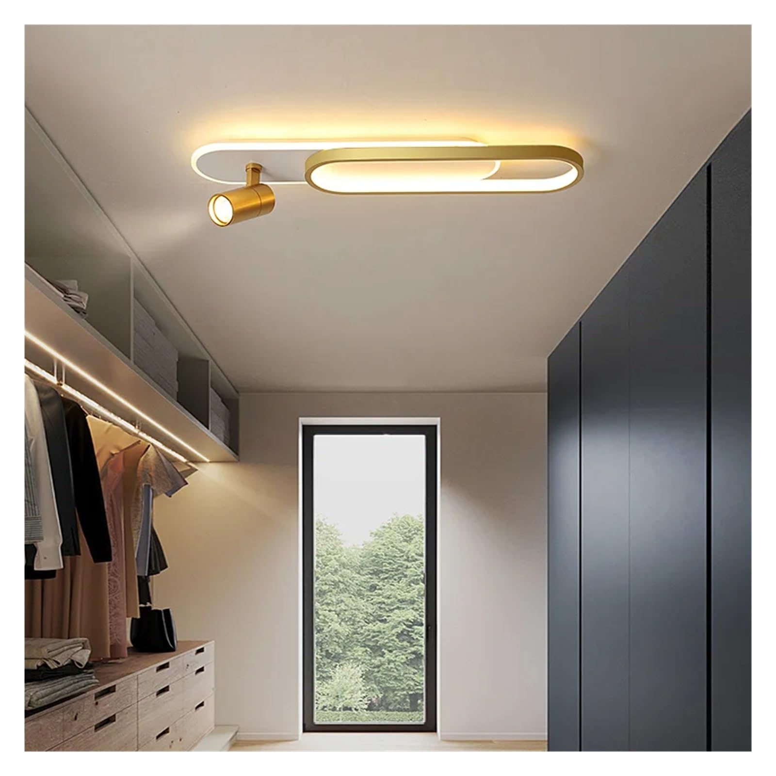 Nowoczesne lampy sufitowe LED z reflektorem do korytarza, kompatybilne z salonem, garderobą, dekoracja domu, oświetlenie LED, żyrandole-złoty-L100 cm