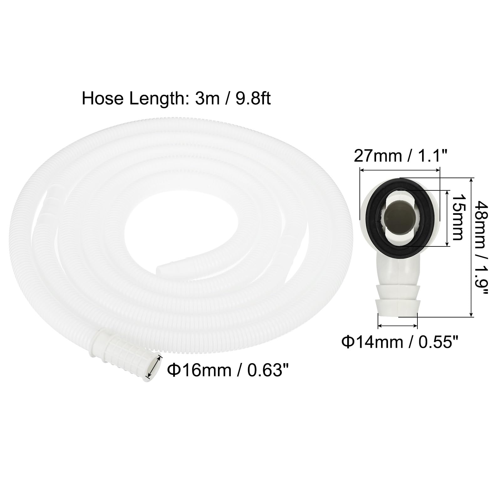 PATIKIL 10ft Air Conditioner Drain Kit, Universal Drain Connector AC Drain Hose with Clamp for Mini-Split Window AC Unit Faucet, White - Image 2