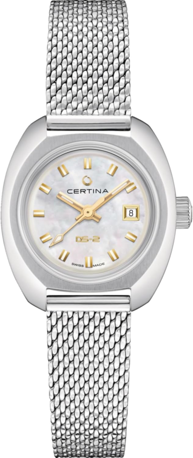 Certina, Womens, DS-2 Lady, Stainless Steel, Swiss Automatic, Watch, White Mother of Pearl, Stainless Steel, 13, (C0242071111100)