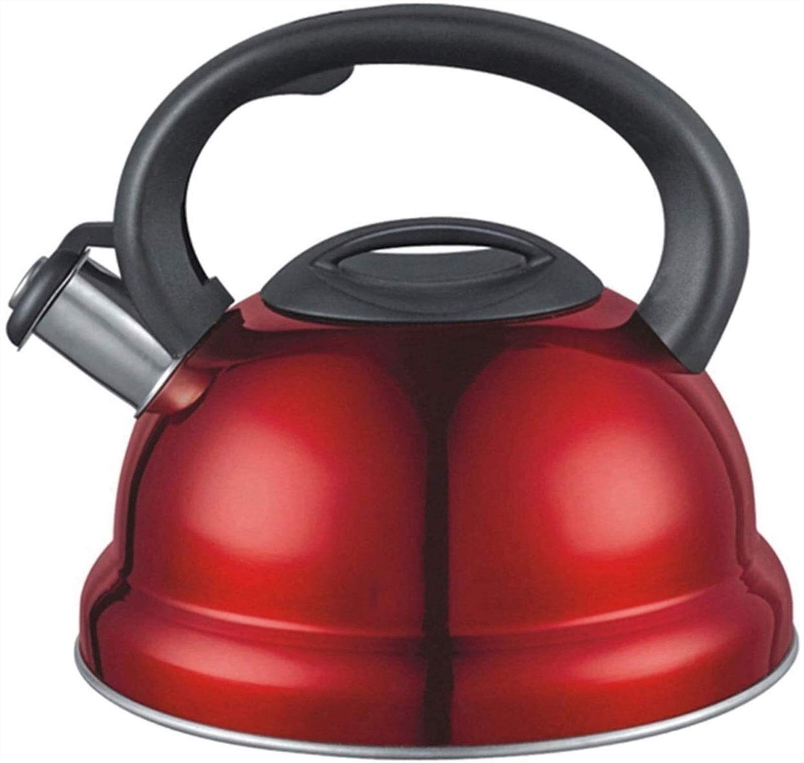 Bouilloire à thé sifflante pour cuisinière rouge 3 L en acier inoxydable