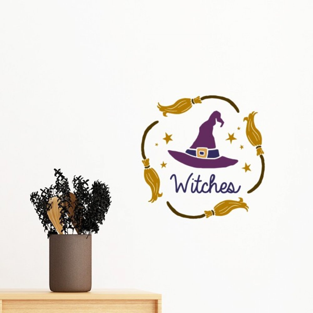 Papier peint DIY Halloween amovible sans trace sticker chapeau violet 60cm